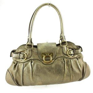 Salvatore Ferragamo Tote Bag Ganchini Leather Authentic USED